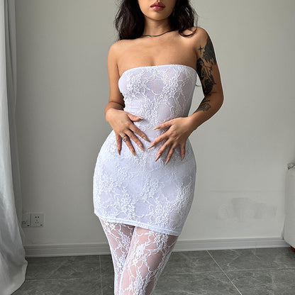 New hot sexy imperial style lace wrap dress fit and flare stocking set